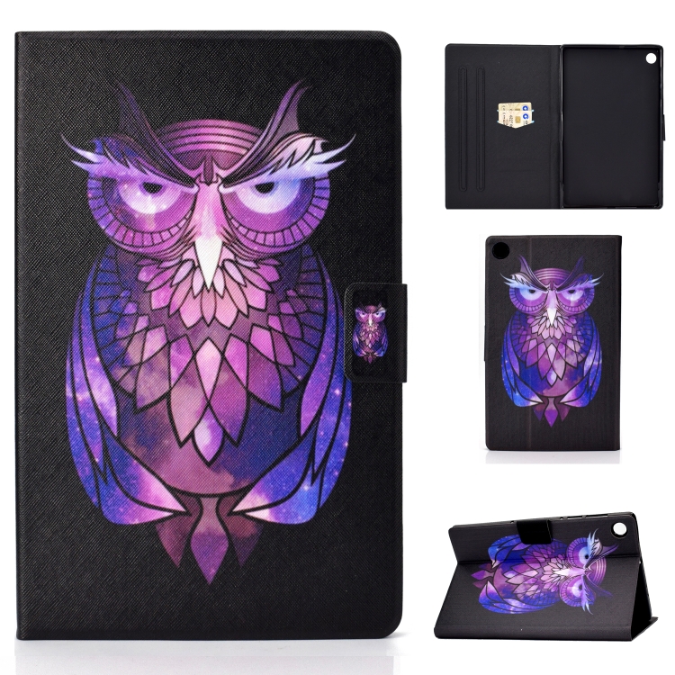 

For Samsung Galaxy Tab A9 Electric Horizontal Flat Painted Leather Tablet Case(Owl)