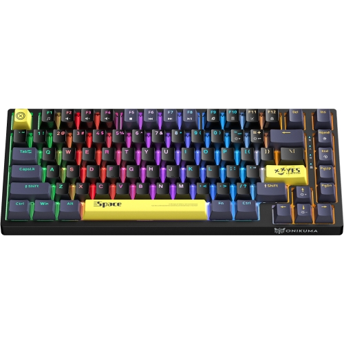ONIKUMA G52 82 Keys RGB Lighting Wired Mechanical Keyboard, Type:Blue Switch(Black) for lenovo tab m10 3rd gen tb 328xu bluetooth keyboard leather tablet case blue
