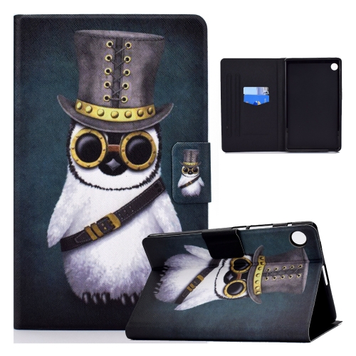 

For Samsung Galaxy Tab A9 Electric Pressed Colored Drawing Leather Tablet Case(Penguin)