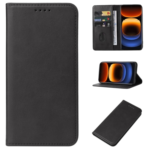 

For vivo iQOO 12 Pro Magnetic Closure Leather Phone Case(Black)
