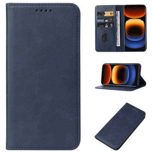 

For vivo iQOO 12 Pro Magnetic Closure Leather Phone Case(Blue)