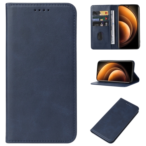 

For vivo X100 Magnetic Closure Leather Phone Case(Blue)