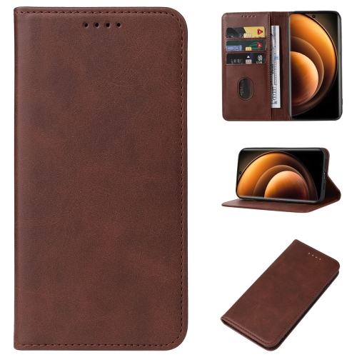 

For vivo X100 Magnetic Closure Leather Phone Case(Brown)