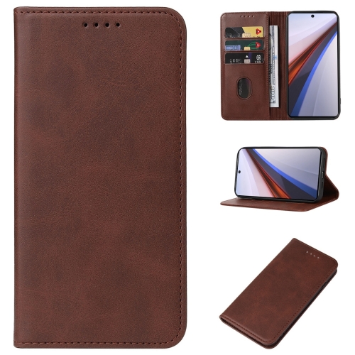 

For vivo iQOO 12 Magnetic Closure Leather Phone Case(Brown)