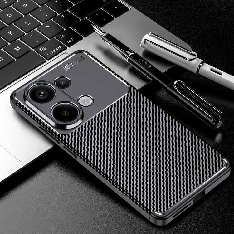 

For Xiaomi Redmi Note 13 4G Carbon Fiber Texture Shockproof TPU Phone Case(Black)
