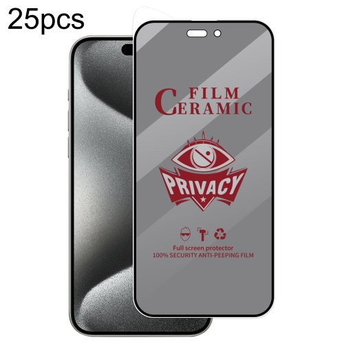 

For iPhone 15 Pro Max 25pcs Full Coverage HD Privacy Ceramic Film