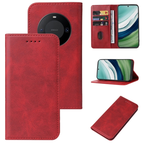 

For Huawei Mate 60 Magnetic Closure Leather Phone Case(Red)