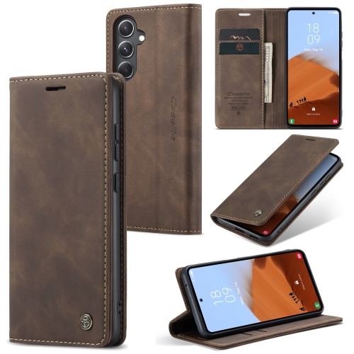 

For Samsung Galaxy S23 FE 5G CaseMe 013 Multifunctional Horizontal Flip Leather Phone Case(Coffee)