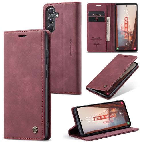 

For Samsung Galaxy S23 FE 5G CaseMe 013 Multifunctional Horizontal Flip Leather Phone Case(Wine Red)