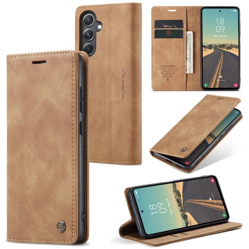 

For Samsung Galaxy S23 FE 5G CaseMe 013 Multifunctional Horizontal Flip Leather Phone Case(Brown)