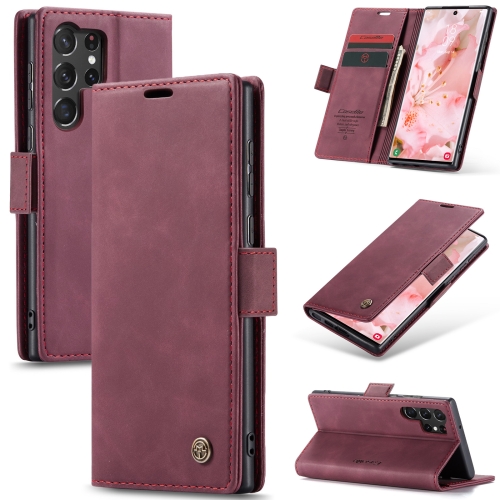 

ForSamsung Galaxy S24 Ultra 5G CaseMe 013 Multifunctional Horizontal Flip Leather Phone Case(Wine Red)