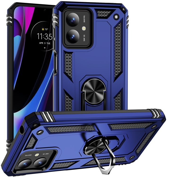 

For Motorola Moto G14 Shockproof TPU + PC Phone Case with Holder(Blue)