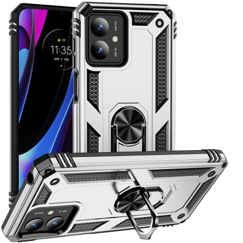 

For Motorola Moto G14 Shockproof TPU + PC Phone Case with Holder(Silver)