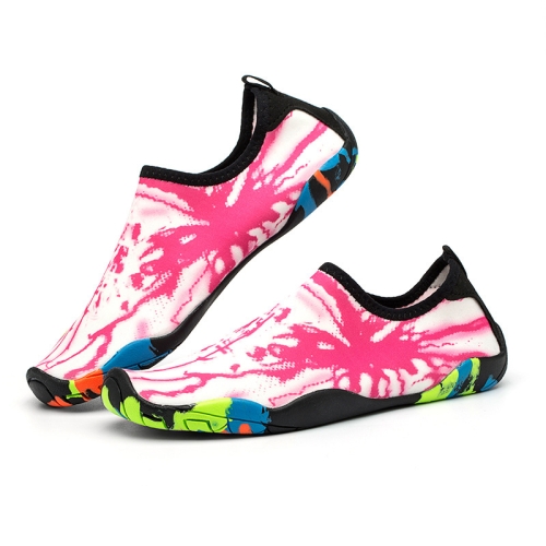 Printed Pattern Non-slip Rubber Thick Bottom Beach Shoes Swimming Shoes  Diving Socks for Ladies, A