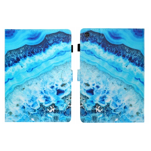 

For Samsung Galaxy Tab A9+ Coloured Drawing Stitching Flip PU Tablet Case with Sleep / Wake-up Function(Blue Marble)