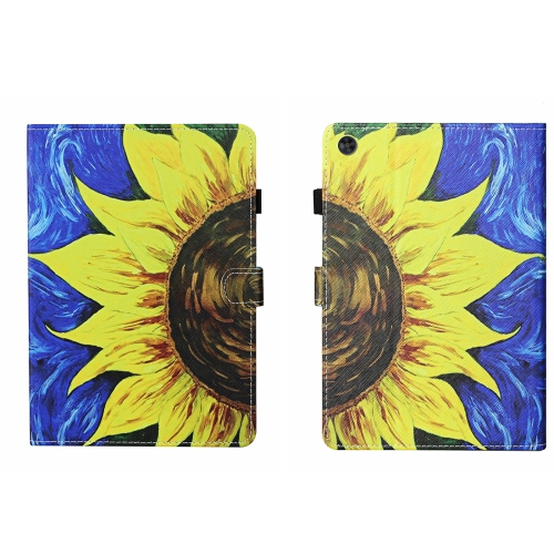 

For Samsung Galaxy Tab A9 Coloured Drawing Stitching Smart Leather Tablet Case with Sleep / Wake-up Function(Sunflower)