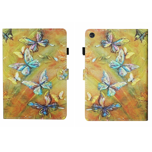 

For Samsung Galaxy Tab A9 Coloured Drawing Stitching Smart Leather Tablet Case with Sleep / Wake-up Function(Butterfly)
