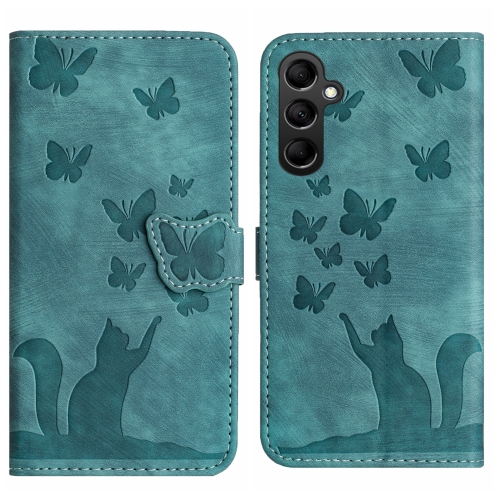

For Samsung Galaxy S23 FE 5G Butterfly Cat Embossing Flip Leather Phone Case(Wathet)