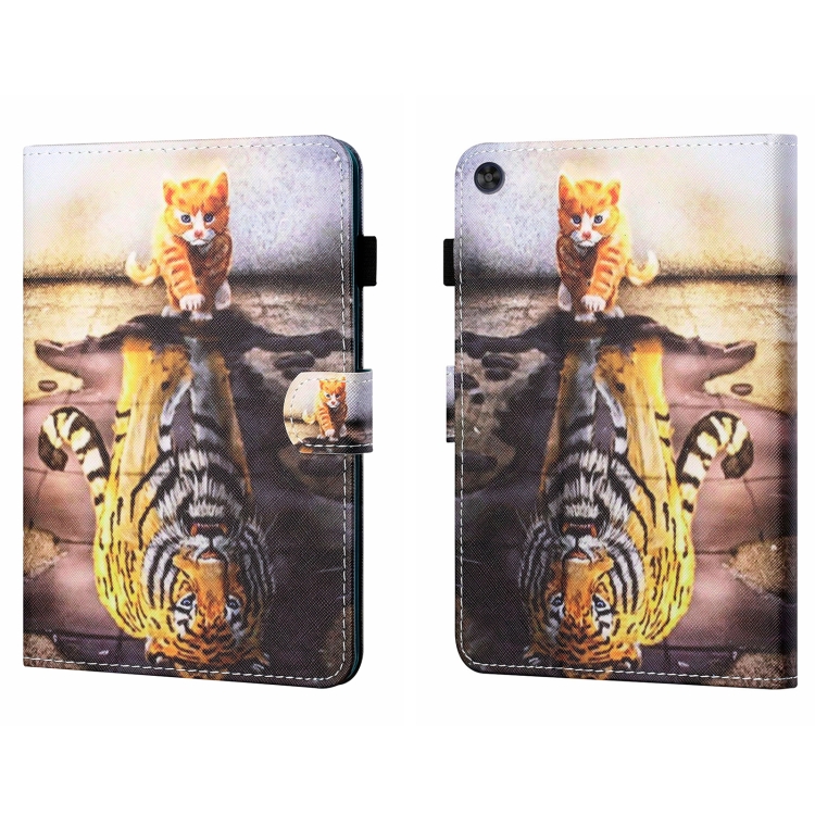 

For Samsung Galaxy Tab A9+ Coloured Drawing Stitching Flip PU Tablet Case with Sleep / Wake-up Function(Cat and Tiger)