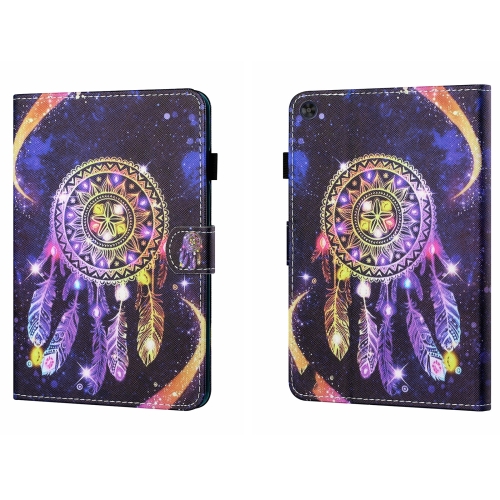  For Samsung Galaxy Tab A9 Coloured Drawing Stitching Flip PU Tablet Case with Sleep / Wake-up Function(Starry Sky Wind Chimes)