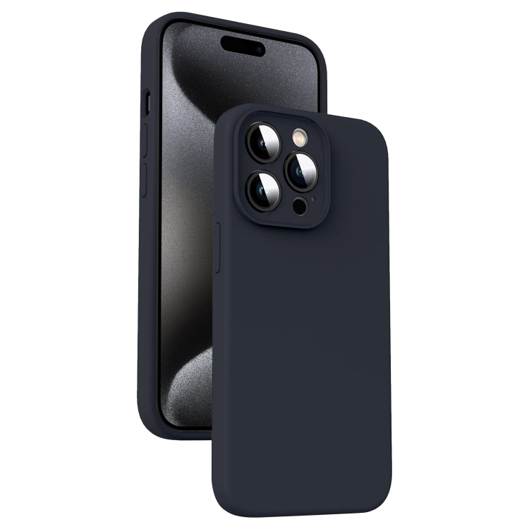 

For iPhone 15 Pro Max Microfiber Liquid Silicone Shockproof Phone Case(Black)