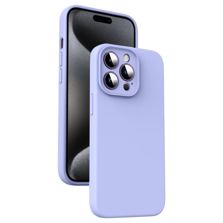 

For iPhone 15 Pro Max Microfiber Liquid Silicone Shockproof Phone Case(Purple)