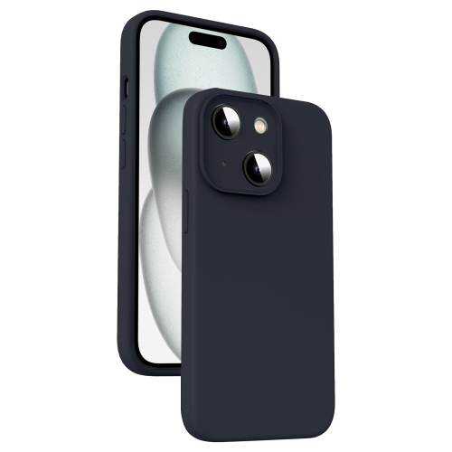 

For iPhone 15 Plus Microfiber Liquid Silicone Shockproof Phone Case(Black)