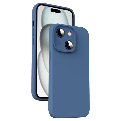 

For iPhone 15 Plus Microfiber Liquid Silicone Shockproof Phone Case(Blue)