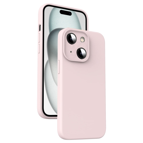 

For iPhone 15 Microfiber Liquid Silicone Shockproof Phone Case(Pink)