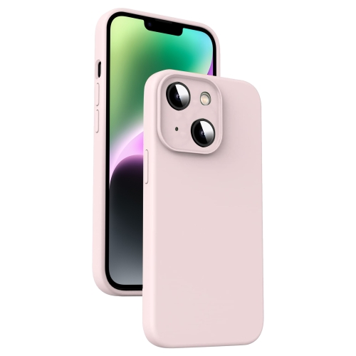 

For iPhone 14 Plus Microfiber Liquid Silicone Shockproof Phone Case(Pink)