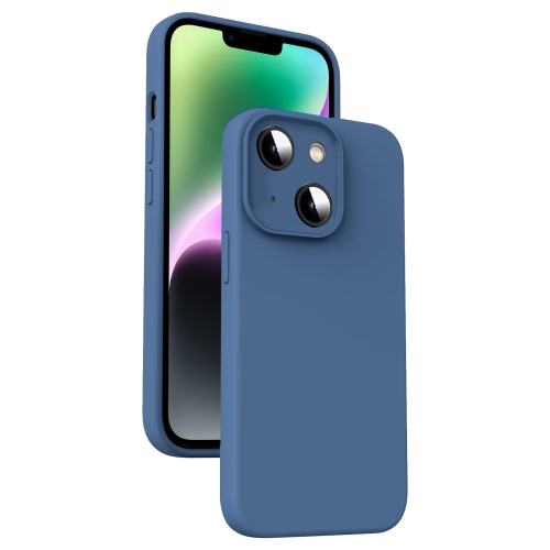 

For iPhone 14 Plus Microfiber Liquid Silicone Shockproof Phone Case(Blue)
