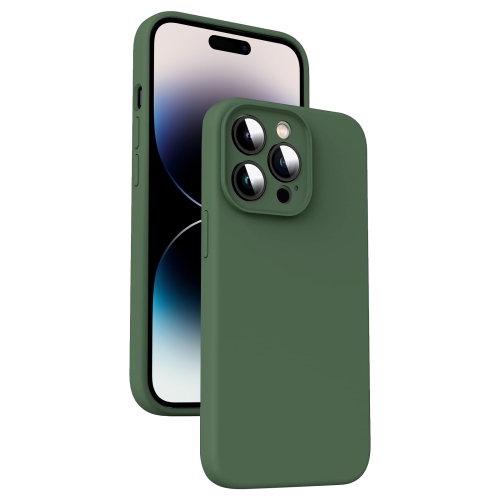 

For iPhone 14 Pro Microfiber Liquid Silicone Shockproof Phone Case(Dark Green)