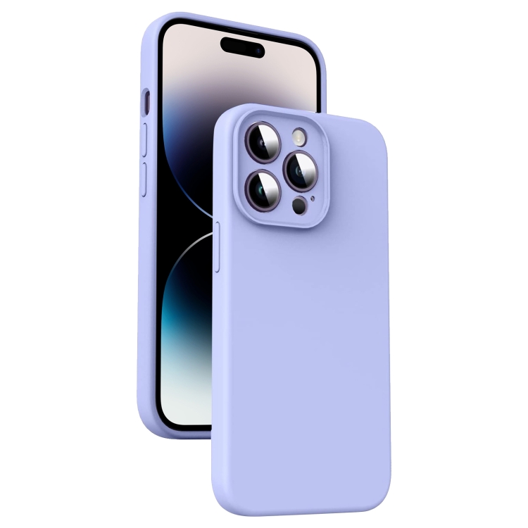 

For iPhone 14 Pro Microfiber Liquid Silicone Shockproof Phone Case(Purple)