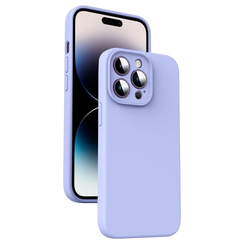 

For iPhone 14 Pro Max Microfiber Liquid Silicone Shockproof Phone Case(Purple)
