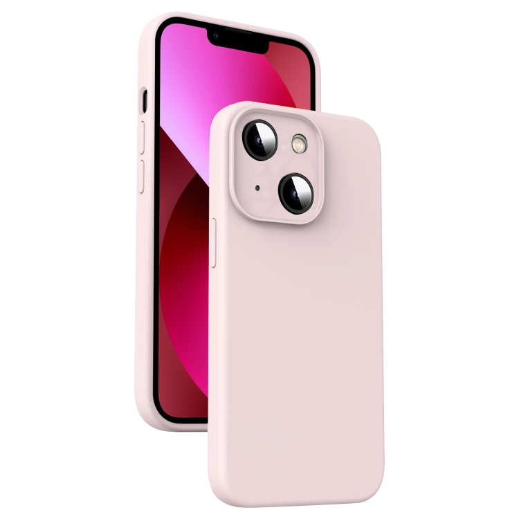 

For iPhone 13 Microfiber Liquid Silicone Shockproof Phone Case(Pink)
