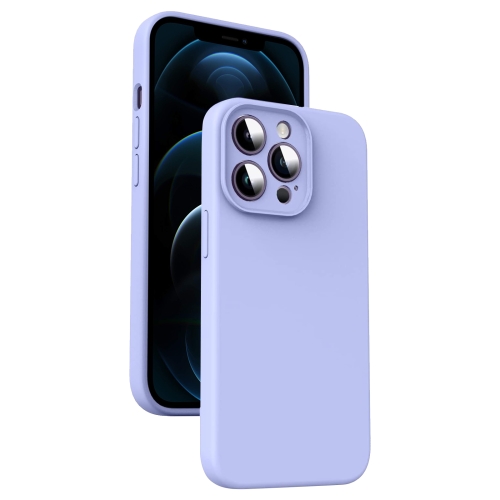 

For iPhone 12 Pro Max Microfiber Liquid Silicone Shockproof Phone Case(Purple)