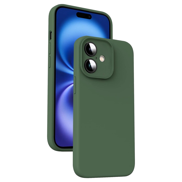 

For iPhone 16 Plus Microfiber Liquid Silicone Shockproof Phone Case(Dark Green)