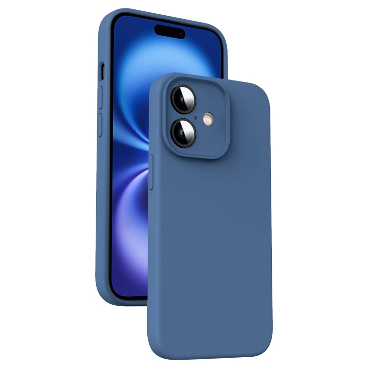 

For iPhone 16 Plus Microfiber Liquid Silicone Shockproof Phone Case(Blue)