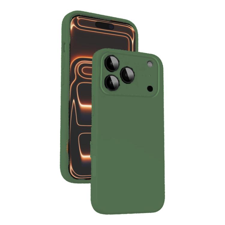

For iPhone 17 Pro Max Microfiber Liquid Silicone Shockproof Phone Case(Dark Green)
