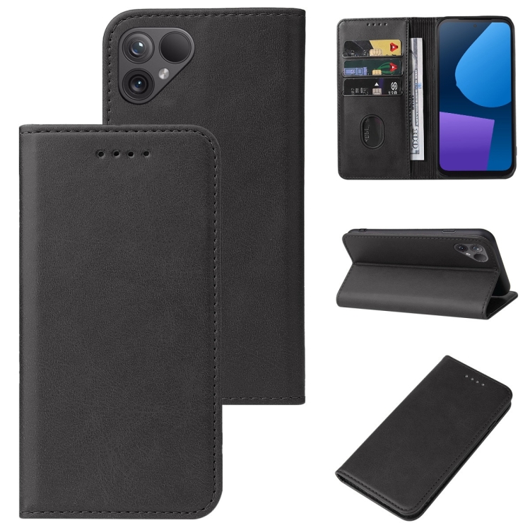 

For Fairphone 5 Magnetic Closure Leather Phone Case(Black)