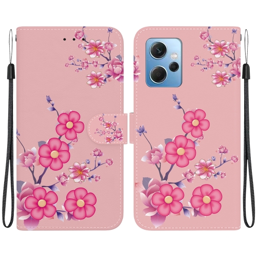 

For Xiaomi Redmi Note 12 4G Global Crystal Texture Colored Drawing Leather Phone Case(Cherry Blossoms)