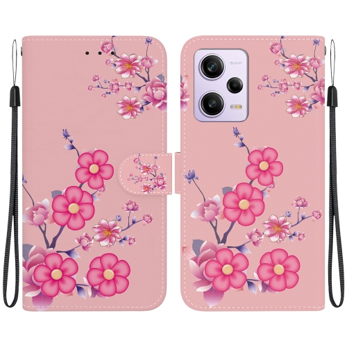 

For Xiaomi Redmi Note 12 Pro Crystal Texture Colored Drawing Leather Phone Case(Cherry Blossoms)
