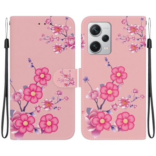 

For Xiaomi Redmi Note 12 Pro+ Crystal Texture Colored Drawing Leather Phone Case(Cherry Blossoms)