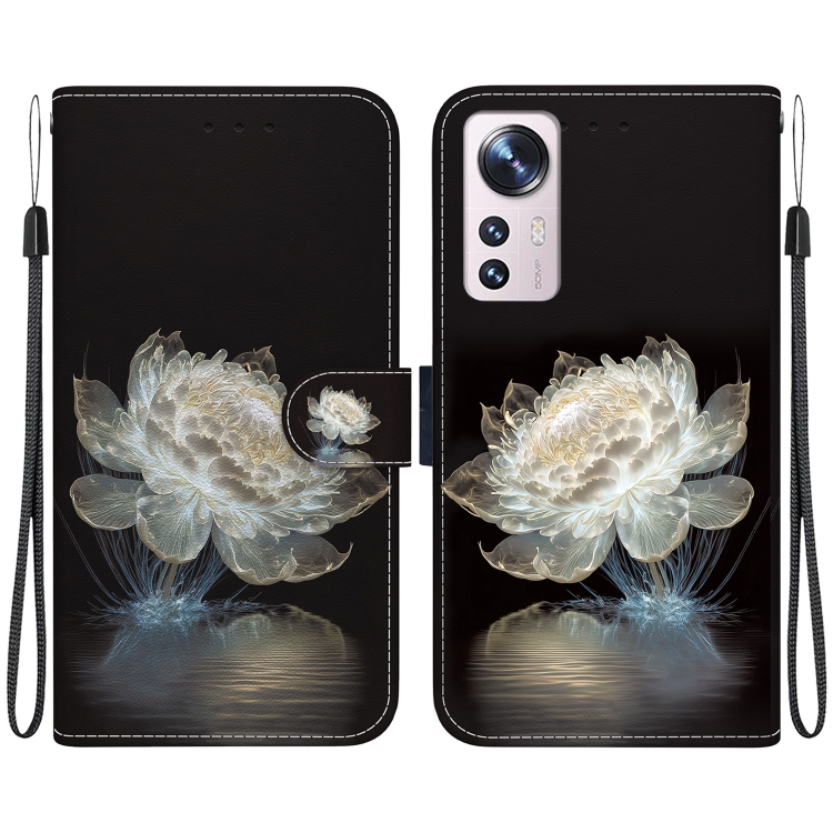 

For Xiaomi 12 Pro Crystal Texture Colored Drawing Leather Phone Case(Crystal Peony)