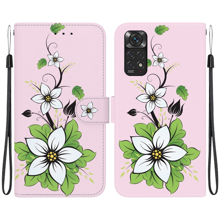 

For Xiaomi Redmi Note 11 Global Crystal Texture Colored Drawing Leather Phone Case(Lily)