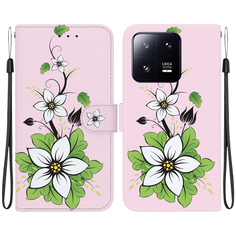 

For Xiaomi 13 Pro 5G Crystal Texture Colored Drawing Leather Phone Case(Lily)