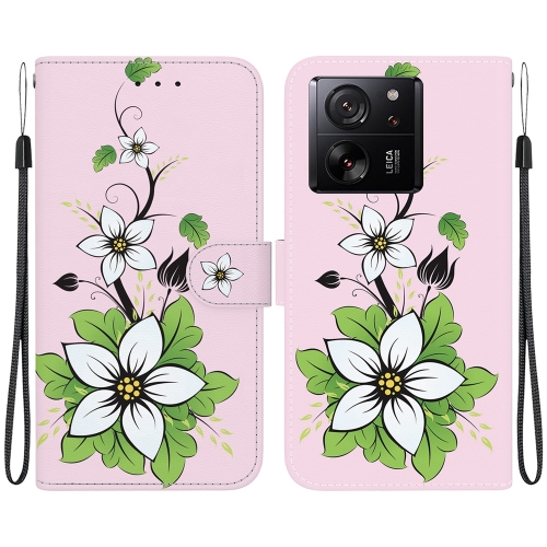 

For Xiaomi 13T / 13T Pro / Redmi K60 Ultra Crystal Texture Colored Drawing Leather Phone Case(Lily)