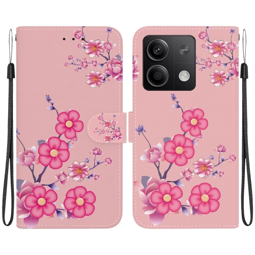 

For Xiaomi Redmi Note 13 5G Crystal Texture Colored Drawing Leather Phone Case(Cherry Blossoms)