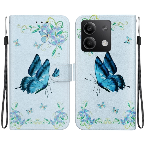 

For Xiaomi Redmi Note 13 5G Crystal Texture Colored Drawing Leather Phone Case(Blue Pansies)