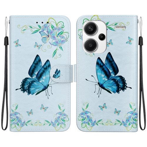 

For Xiaomi Redmi Note 13 Pro+ 5G Crystal Texture Colored Drawing Leather Phone Case(Blue Pansies)
